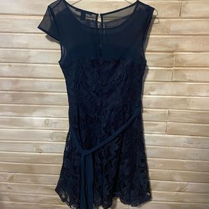 Navy blue cap sleeve lace dress